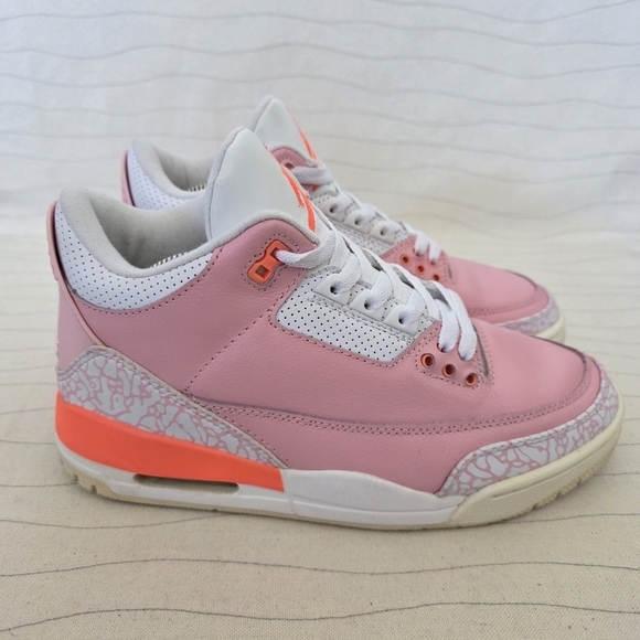Air Jordan Womens Retro 3 Pink White Leather Sneakers Shoes CK9246-600 Size 8.5 - Picture 1 of 15